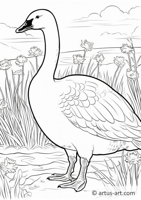 Goose in a Garden Coloring Page